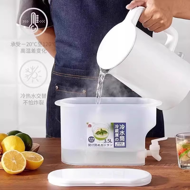 コールドケトル夏用冷水バケツ大容量蛇口付き飲料ジュース家庭用ジュースバケツ冷蔵庫飲料冷水バケツ|undefined