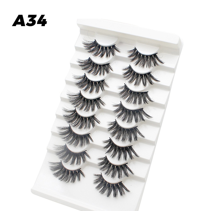 DINGSEN fuente transfronteriza fábrica pestañas falsas 8 pares de pestañas naturales gruesas de gran volumen LOGO