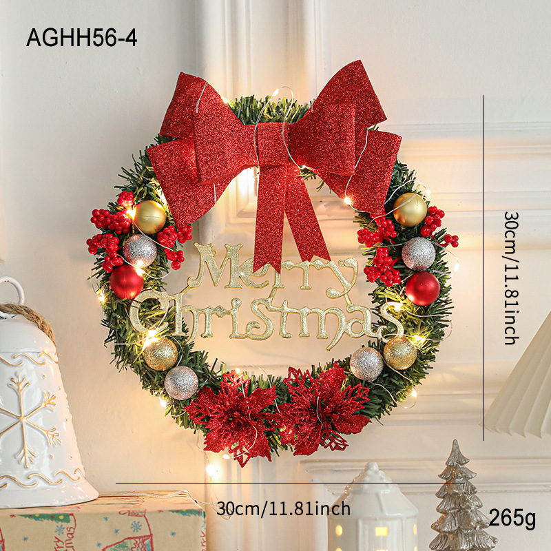 Nuevos productos transfronterizos 30CM decoraciones navideñas guirnaldas de pared colgando puerta colgando guirnaldas de caña ventanas de diseño mayorista