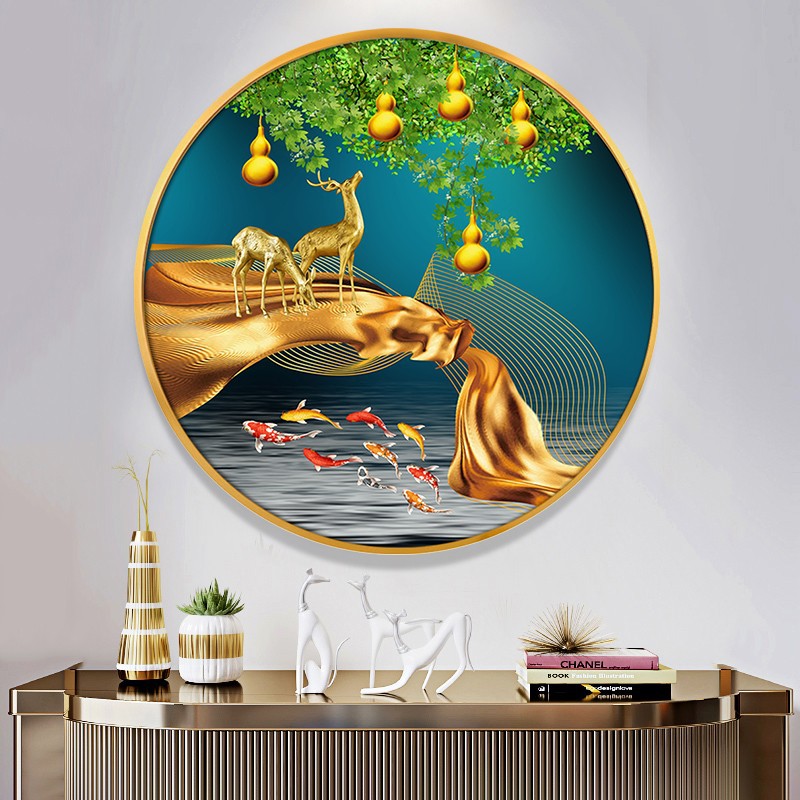 Nueve peces cuadros redondos porche pinturas decorativas lujosas pasillo fantasía pasillo comedor pinturas colgadas fondo de sofá sala de estar