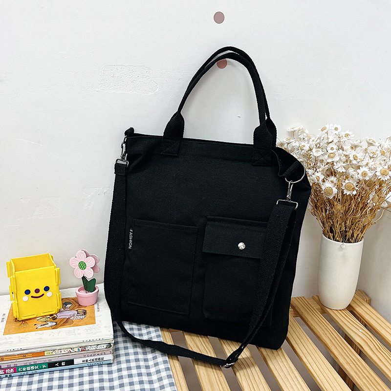 Estilo coreano estudiante bolsa de lona Portátil Bolsa de hombro de gran capacidad correa de hombro de las mujeres bolsa de mensajero desmontable bolsa de compras simple