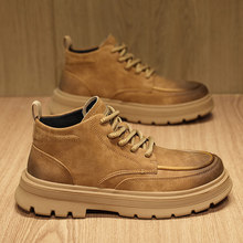 中帮马丁靴男2025新款英伦风高级感复古厚底短款工装秋季高帮皮鞋