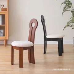 法式复古餐桌椅子实木餐椅家用中古侘寂风化妆钥匙人鱼靠背椅凳子
