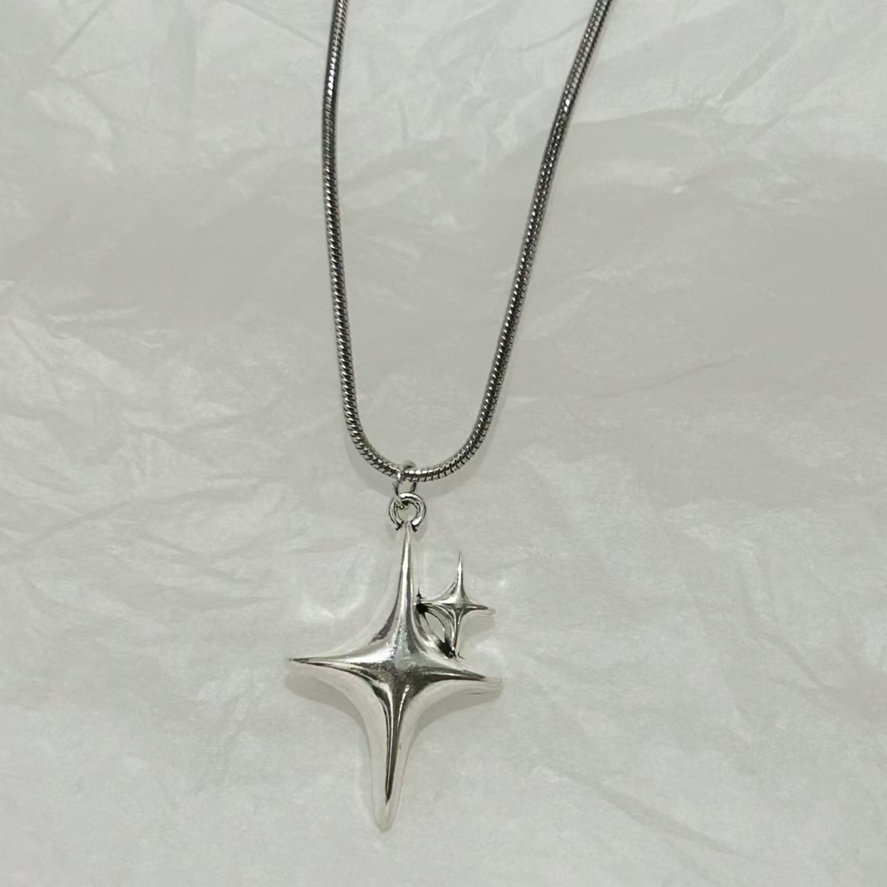 스타 목걸이 (라운드 스네이크 체인 60cm)