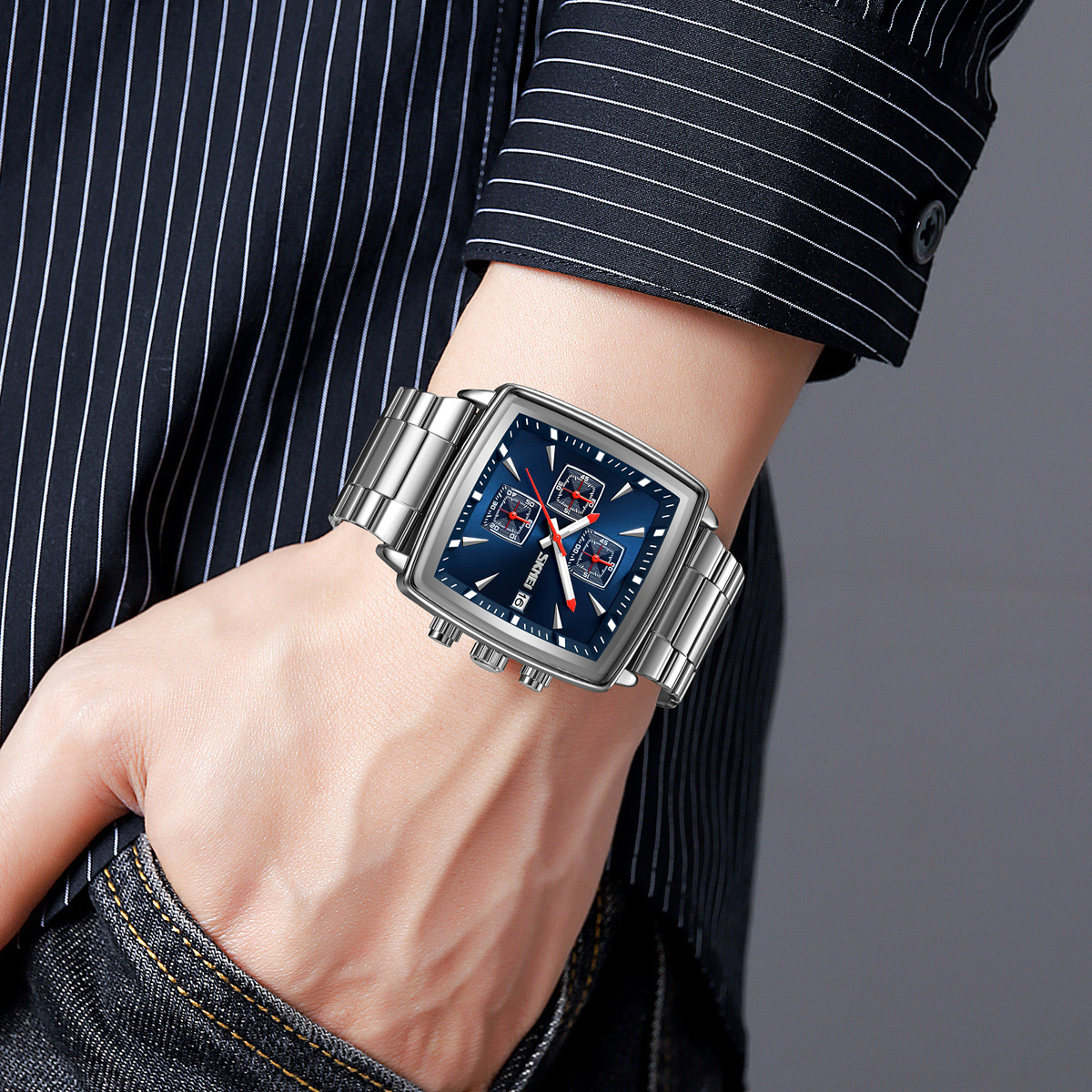 Momento de comercio exterior transfronterizo reloj de hombre tres ojos seis agujas calendario de luz nocturna reloj de pulsera impermeable multifunción cronógrafo de hombre