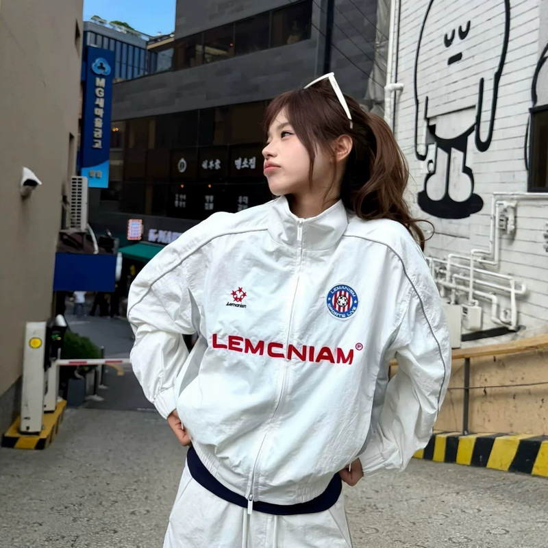 American-style trendy hip-hop stand-up collar jacket for women, autumn high street jazz dance slim-fit baseball jacket