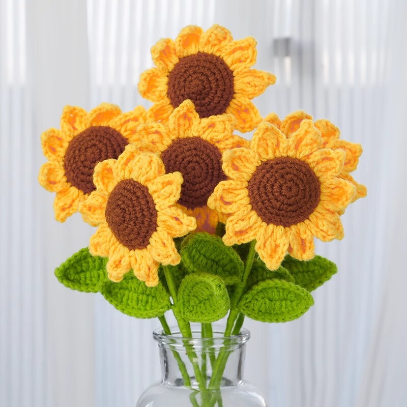 Finished Sunflower Handmade Fake Flower Artificial Flower Arrangement Decoration Sunflower Flower Valentine's Day Teacher's Day Gift