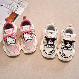 女童鞋2024夏季新款凯蒂猫网面透气运动鞋儿童软底老爹鞋男孩童鞋
