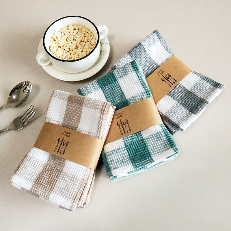 Pure Cotton Thickened Waffle Kitchen Dishcloths Set, Dish Towels, Supports Cross-Border Labeling and Dropshipping Pure Cotton Thickened Waffle Kitchen Dishcloths Set, Dish Towels, Supports Cross-Border Labeling and Dropshipping