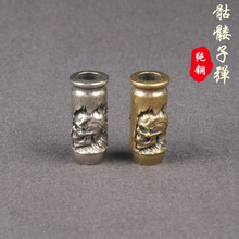 复古纯铜子弹骷髅头刀坠骷髅弹壳EDC绳坠手工配饰吊坠钥匙扣挂件
