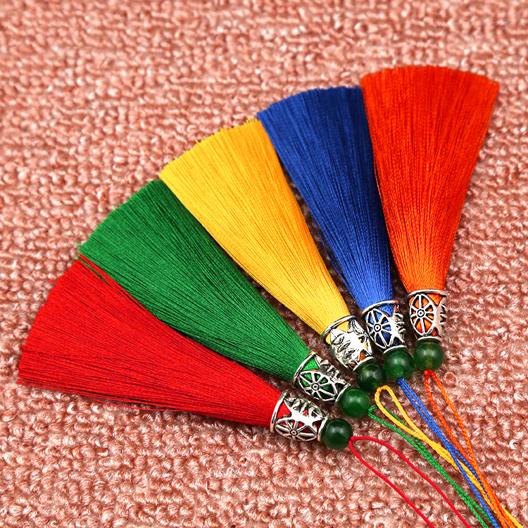 綠珠流蘇穗子中國結書籤香囊吊穗鏤空米字金屬帽冰絲魚嘴小流蘇穗