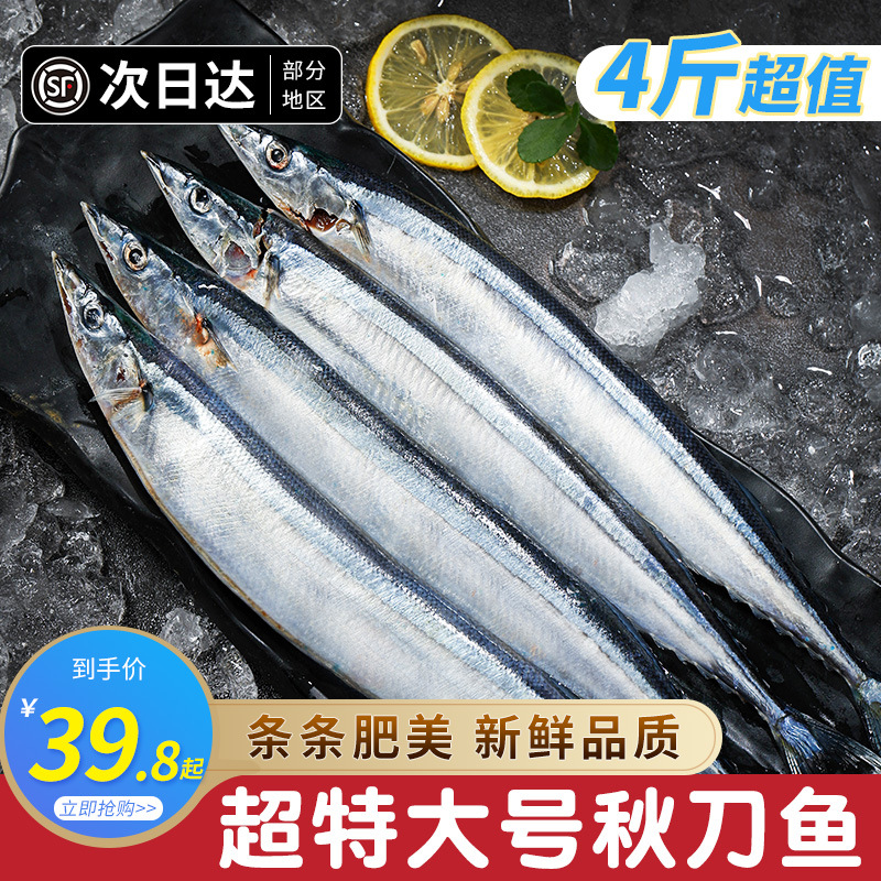 秋刀鱼冷冻新鲜商用日式料理大号烧烤海鲜水产鲜活深海鱼4斤装