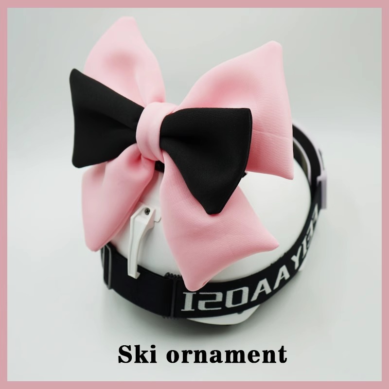 Ski Helmet, Snowboard Accessories, Motorcycle Riding Gear, 3D Cute Pink Black Bow