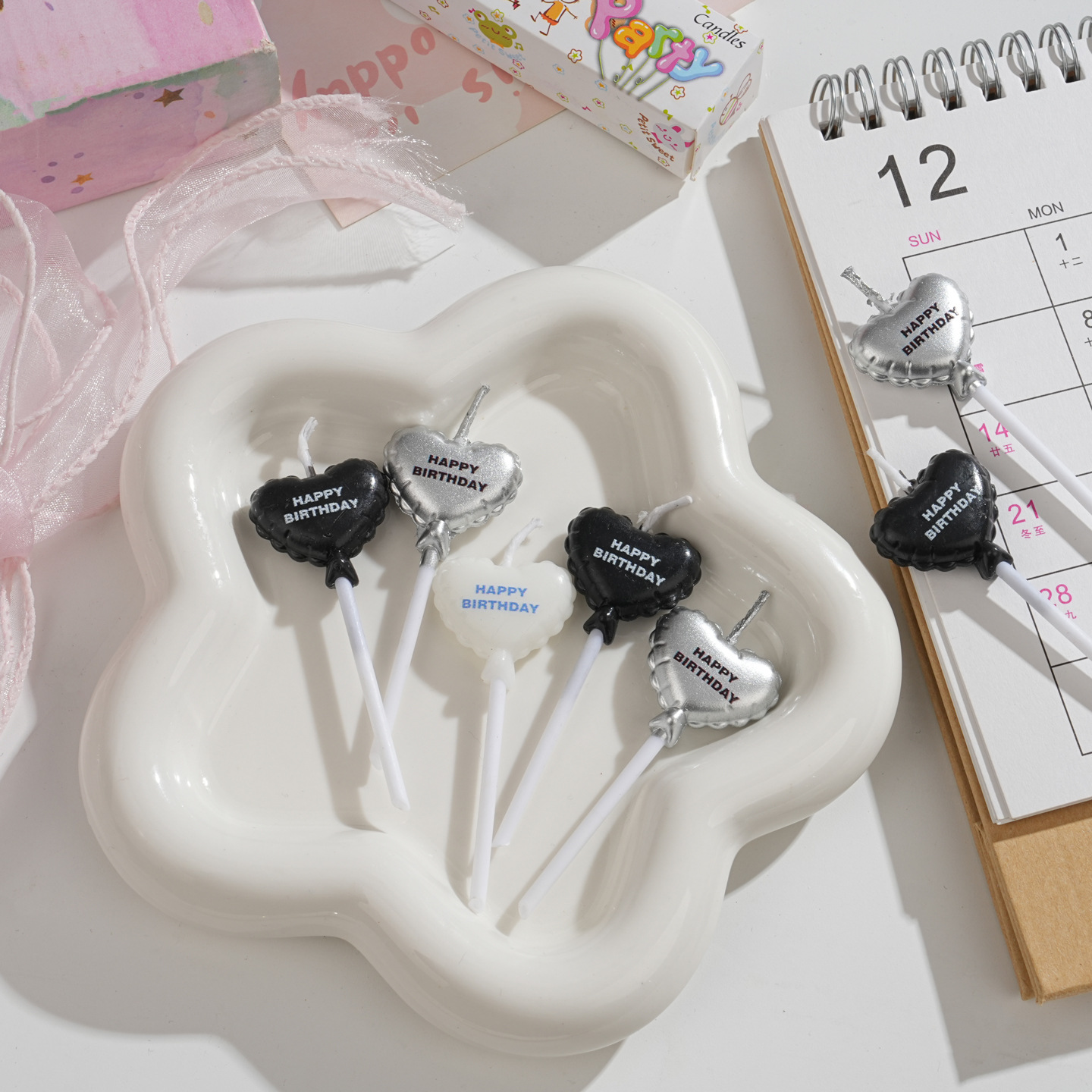 Nuevo blanco plateado feliz cumpleaños amor vela pastel de decoración inserto de fiesta de cumpleaños horneado accesorios de postre