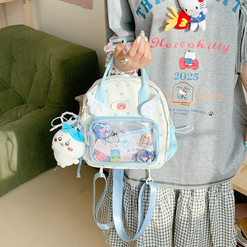 透明痛層兼用ダブルショルダーガールトラベル軽量大学生小型ショルダーバッグかわいいベビーバッグ小型痛バッグ|undefined