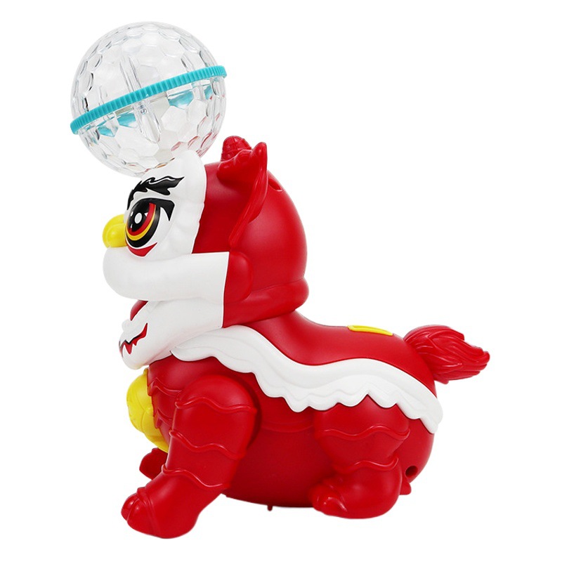 Cruzar la frontera eléctrica juguete para niños truco giratorio bola superior León danza luz música Linda muñeca niños y niñas regalo