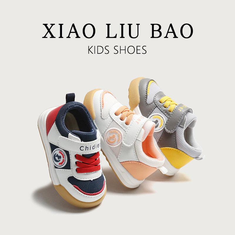 2024 otoño nuevos zapatos de tablero para niños microfibra costura malla transpirable zapatos de bebé de fondo suave antideslizante bebé Niño Zapatos