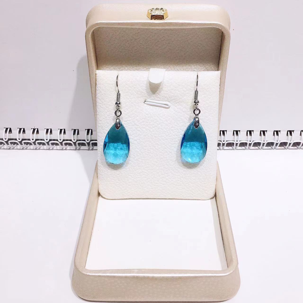 1 Pair Simple Style Water Droplets Glass Women's Drop Earrings Earrings Ear Hook display picture 3