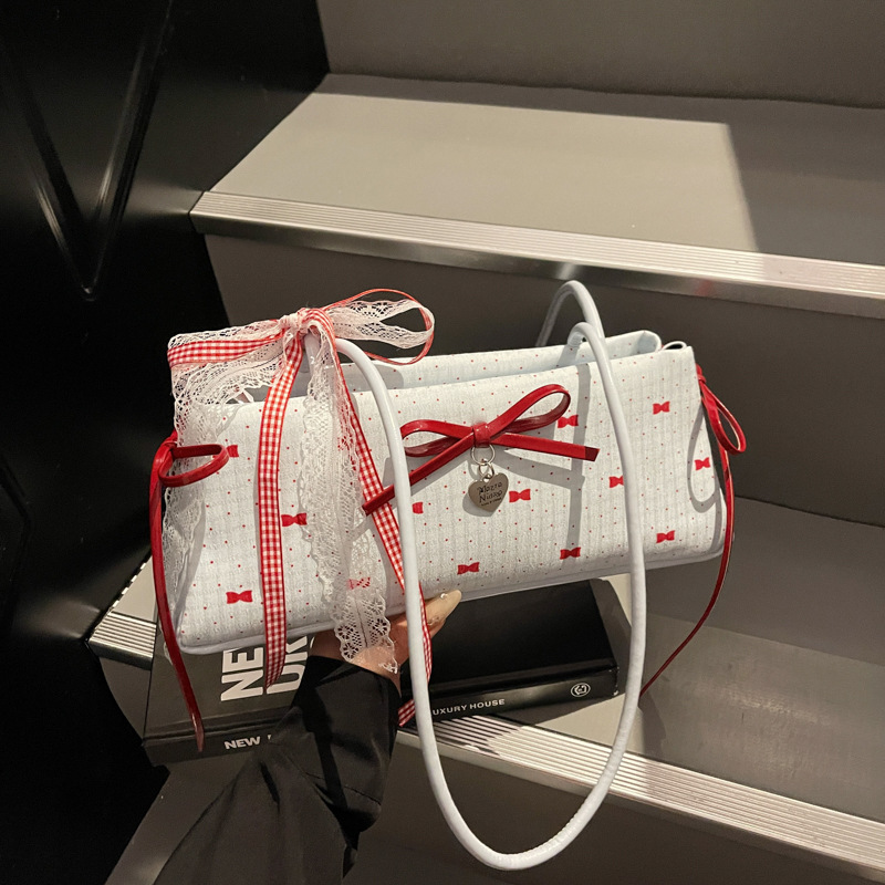 Bolso de axila de moda coreana 2025 verano nuevo bolso femenino estilo ballet lazo bolso de hombro de gran capacidad