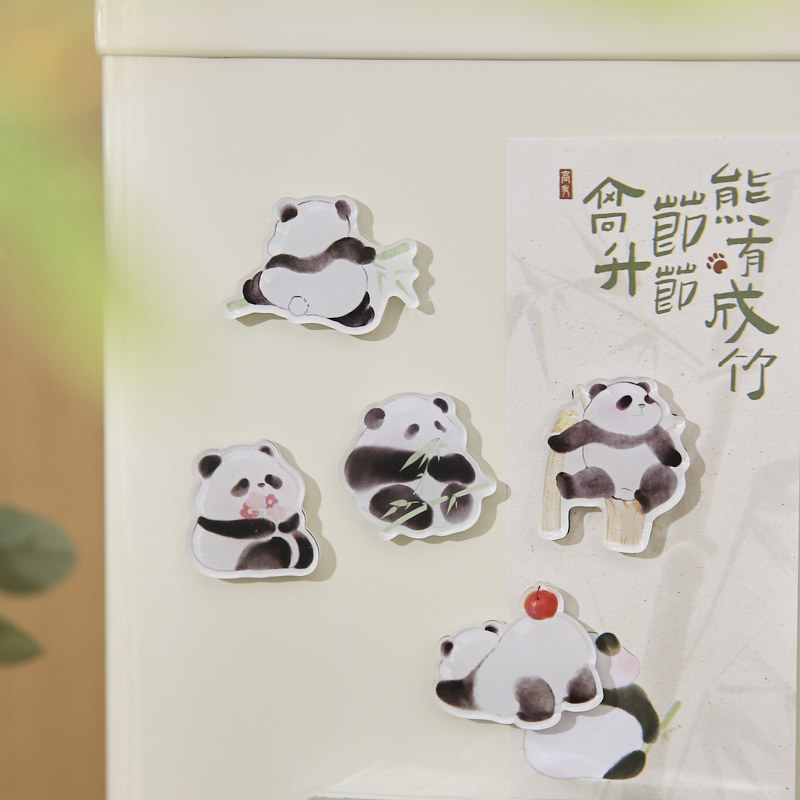 Papel Sr. Panda acrílico temático pegatinas de refrigerador Xi Xi Xi Fu Lai dibujos animados de animales pegatinas de refrigerador magnético de tipo especial