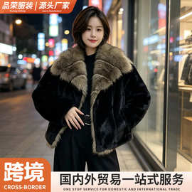 2026年新款仿皮草外套女毛毛大翻领时尚加厚百搭跨境英伦风大衣
