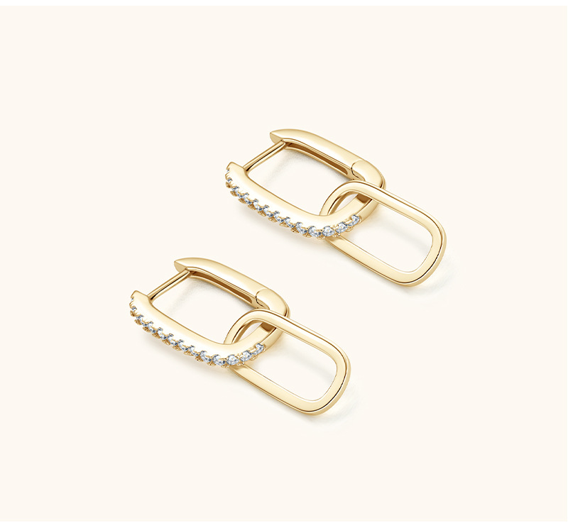 1 Pair 925 Sterling Silver Moissanite Geometric Earrings display picture 3