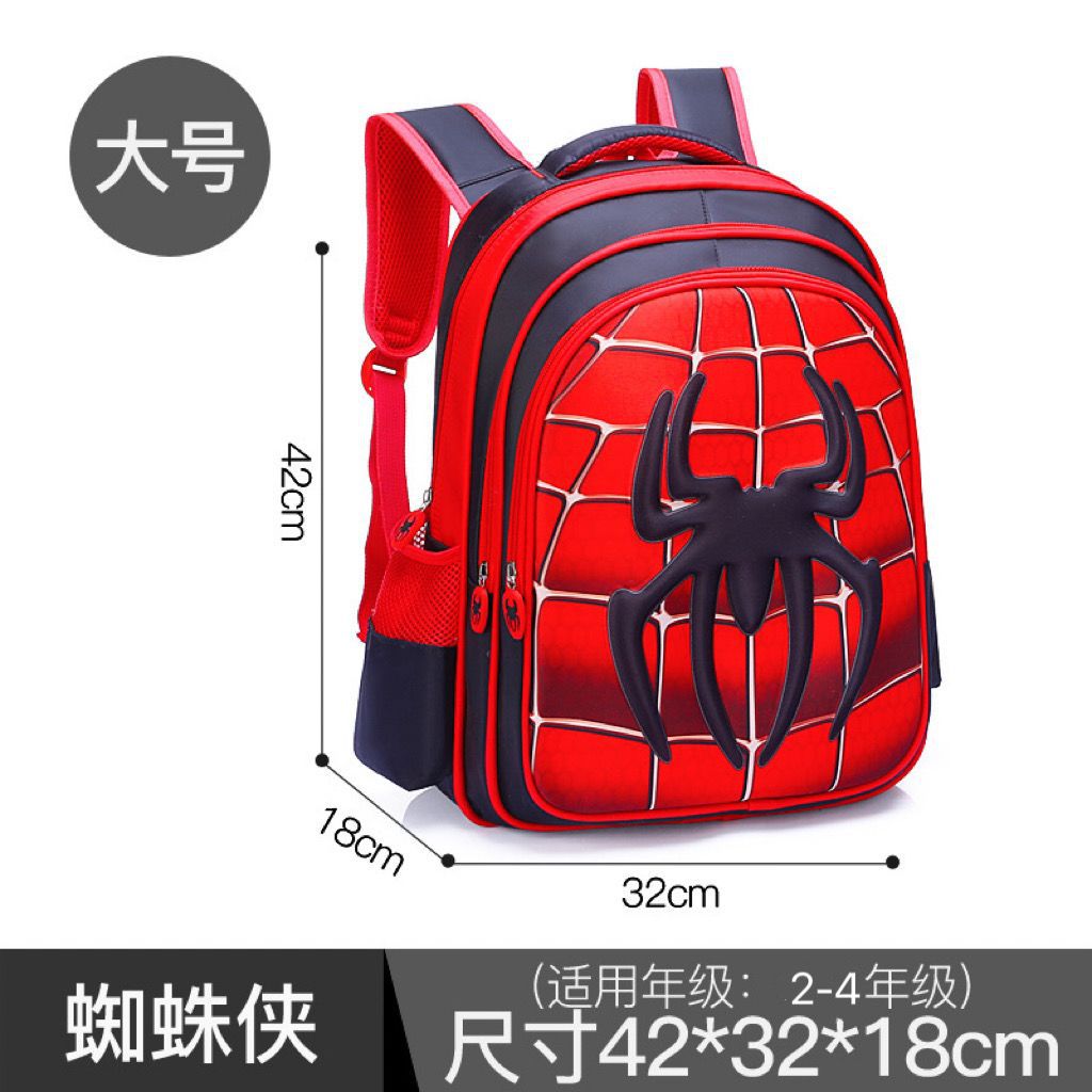 Estudiante de escuela primaria araña Batman mochila kindergarten clase media grado uno dos tres niños mochila guapo mochila