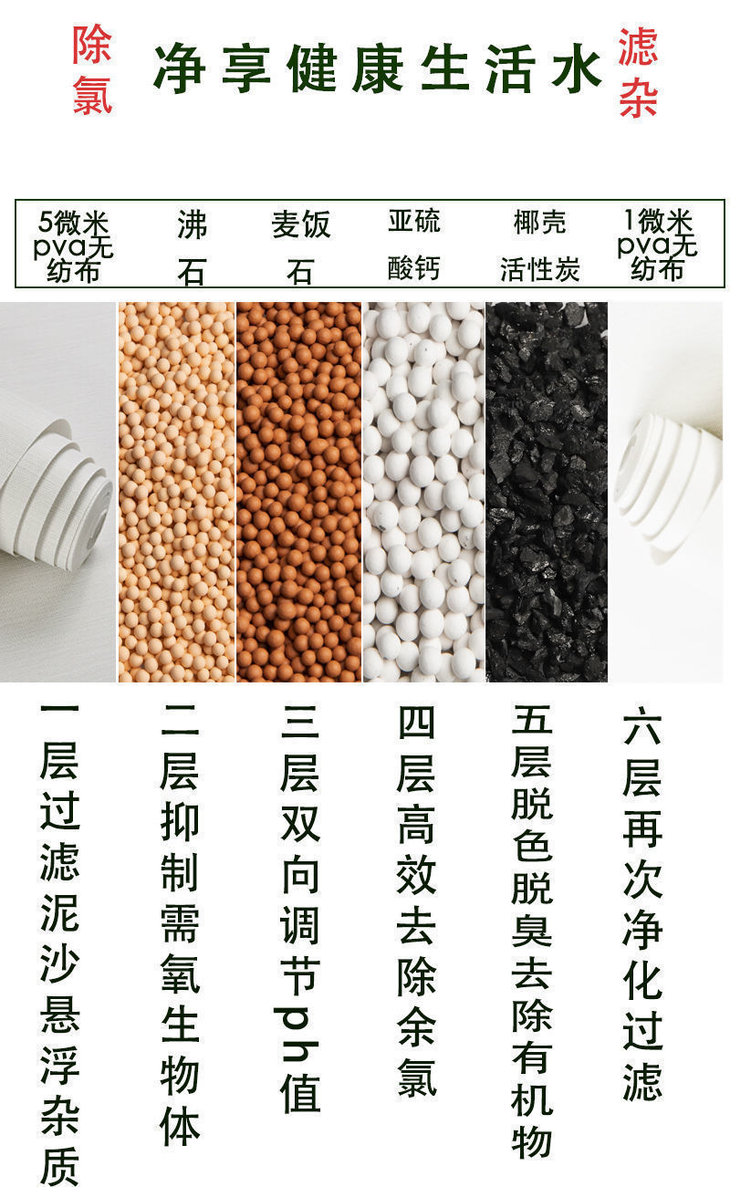 Six-layer filter anti-splash water filtration wonder, household kitchen water purification, shower head, faucet water purification, anti-splash shower head undefined
