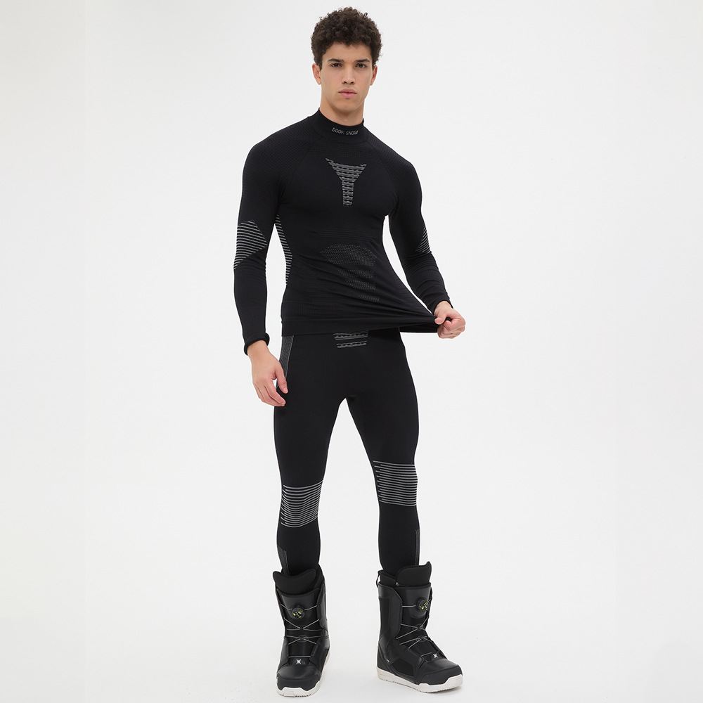 New compression ski quick-dry clothing set for men, suitable for outdoor skiing, mountaineering, and cycling, slim-fit thermal underwear base layer