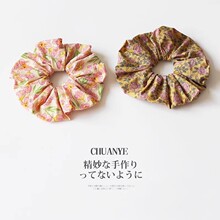 少女小碎花方巾大肠发圈田园风时尚百搭发饰头饰高弹力扎马尾发绳