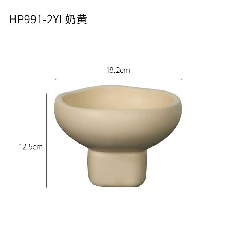 Creativo viento de crema de pie alto bandeja de frutas de cerámica moderna sala de estar decoración suave joyas bandeja de almacenamiento decoración