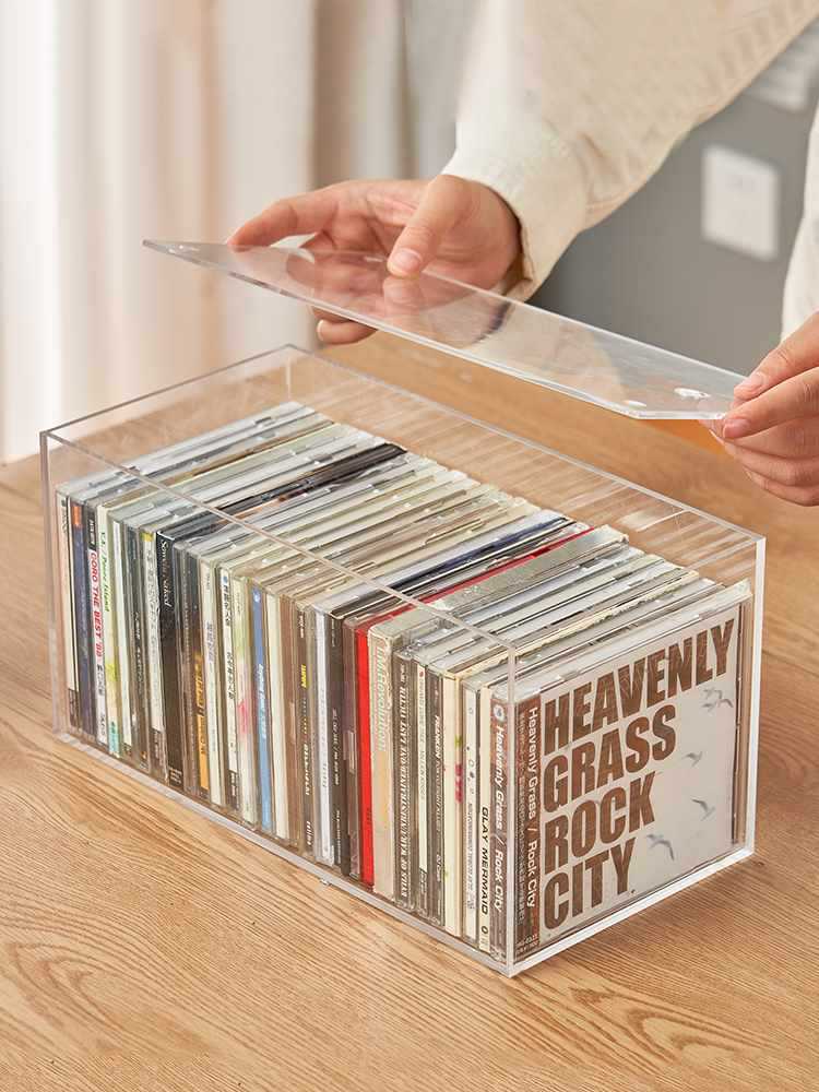 日本亚克力家用dvd碟片cd盒子光盘收纳盒箱塑料专辑游戏碟储存架