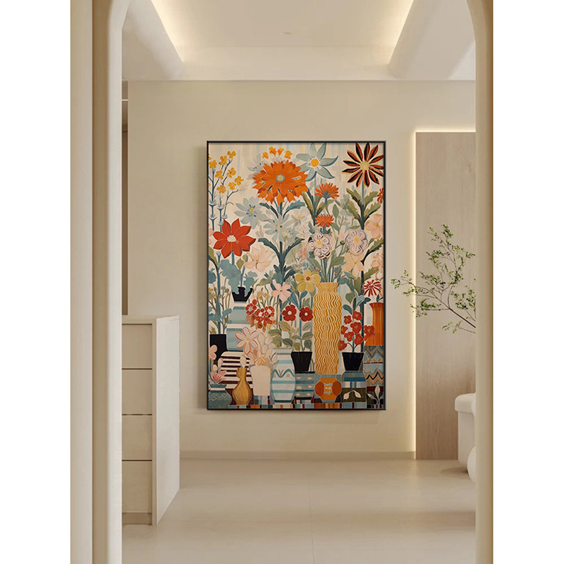 北欧古典现代简约花卉艺术复古感厨房饭厅餐厅壁画浴室竖版装饰画