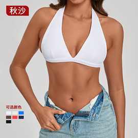 欧美挂脖瑜伽服紧身速干运动瑜伽文胸户外跑步露背健身内衣10317