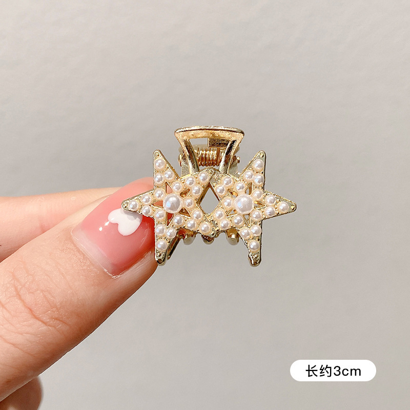 Pequeñas pinzas de cabello de perla temperamento feminino medio agarrado pinzas de cabello de borde pequeño adornamiento de cabeza de alto nivel no lastimar pinzas de cabello