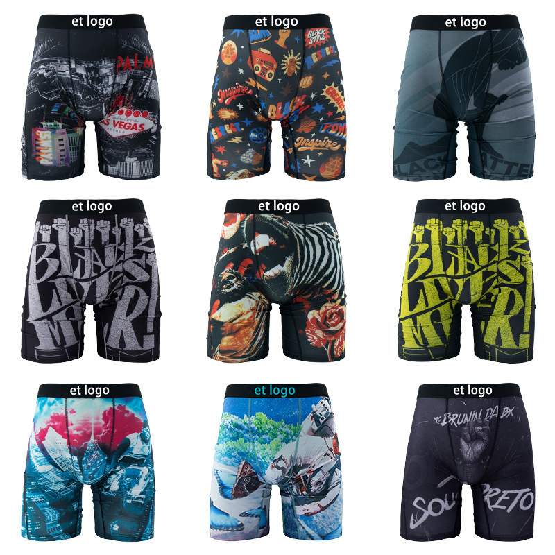 [European and American Hot Style] Ethika Same Style Men's Printed Boxer Briefs Boxer Briefs Men's Boxer Anti-Wear Sports