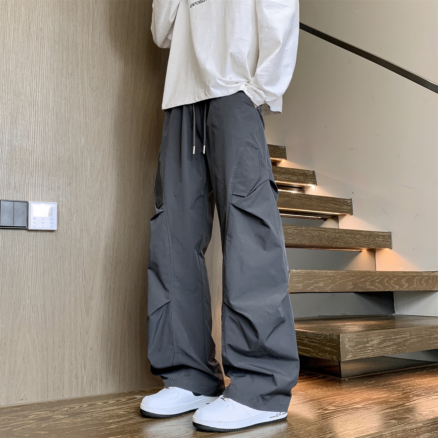 休闲裤男2025新款秋冬季韩版防水冲锋裤降落伞兵裤男宽松直筒裤