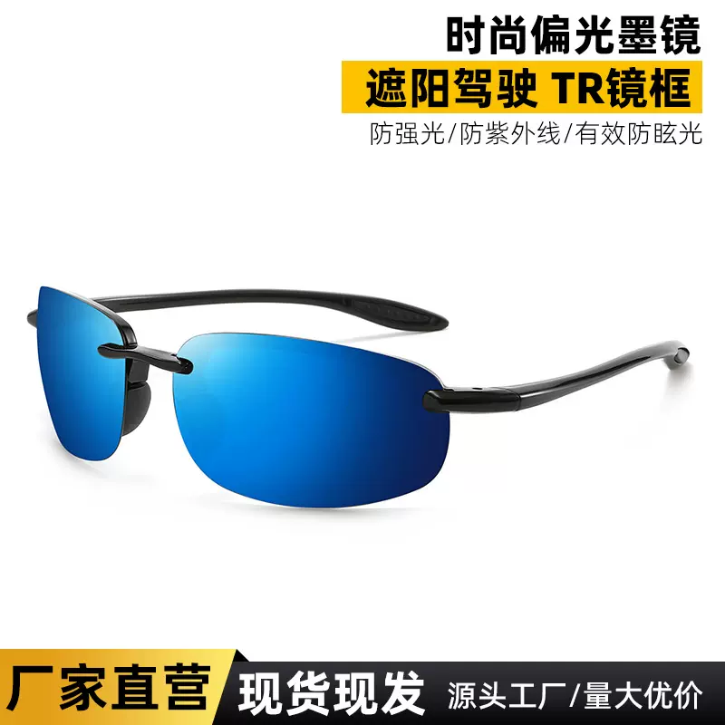 欧美跨境新款户外运动偏光太阳镜TR90复古男士方框防紫外线墨镜