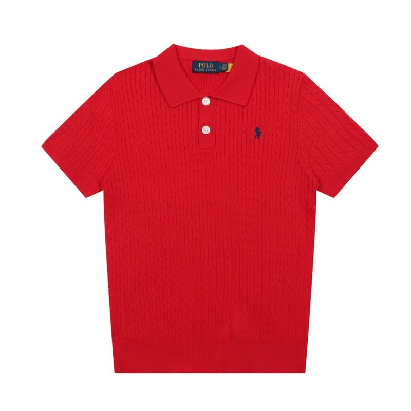 2025 スキャン可能 R*L ホームポニーロゴ刺繍 POLO 半袖セーター 小さなツイストラペル シンプル Tシャツ トップス|undefined