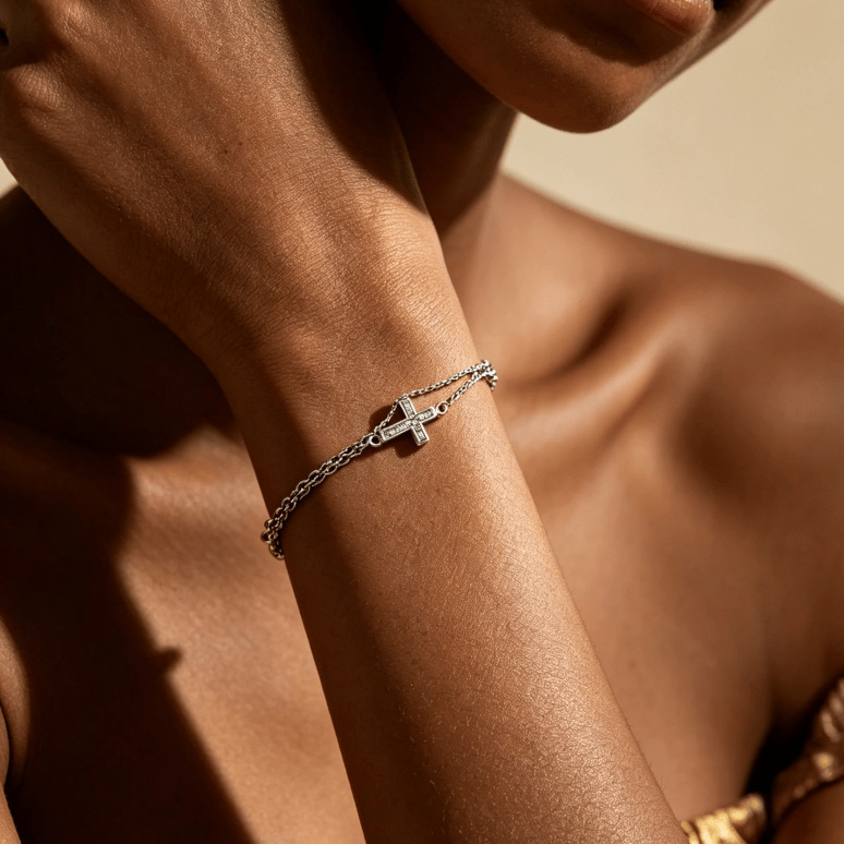 Cross-Border European and American Color-Preserving 22K Gold Cross Bracelet for Women, Accessible Luxury, Sense of Design and Versatile Design Bracelet for Girlfriend Cross-Border European and American Color-Preserving 22K Gold Cross Bracelet for Women, Accessible Luxury, Sense of Design and Versatile Design Bracelet for Girlfriend