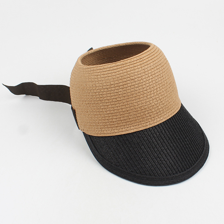 Fashion Contrast Color Bow Empty Top Straw Hat display picture 15