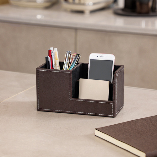Factory direct supply creative leather pen holder office leather storage box pen holder multi-functional storage desktop gift wholesale