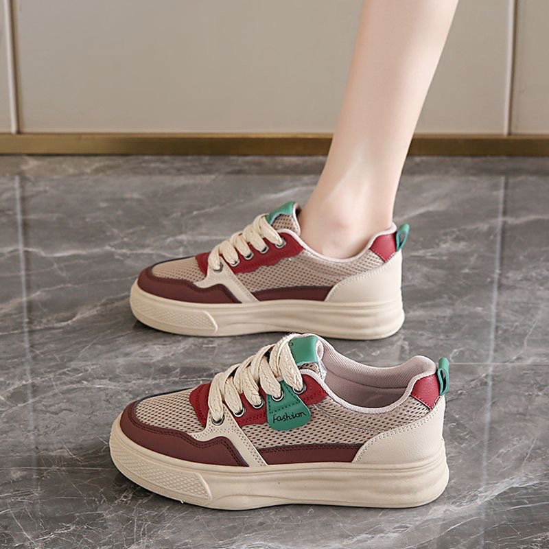 2025 zapatos de verano para mujer nuevos zapatos de lona transpirables para mujer, versión coreana de todo fósforo, plataforma deportiva y casual, zapatillas bajas, zapatos de moda
