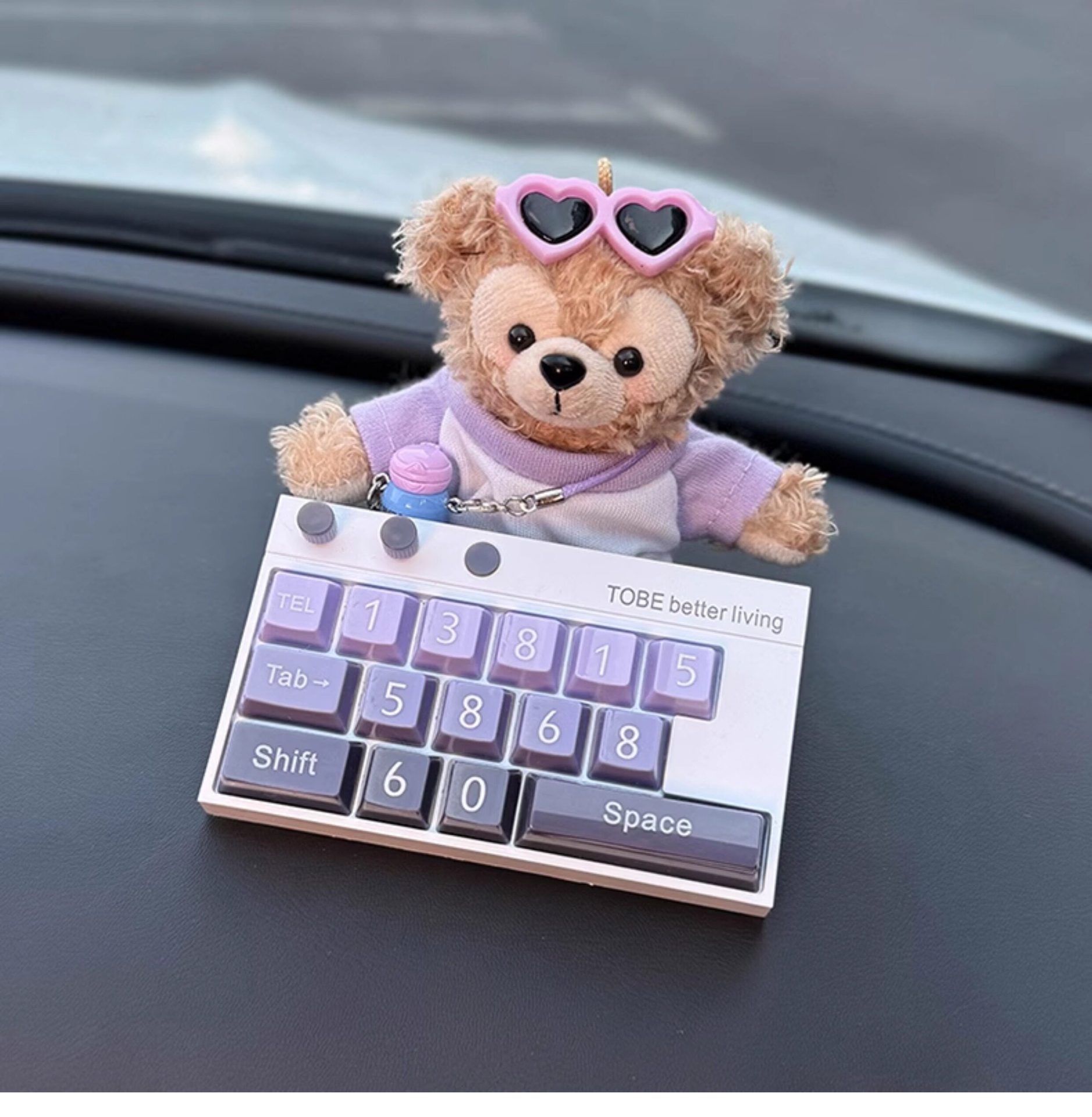 High-End Purple Color Temporary Parking Sign, Cute Shirley Rose Moving Car Number Plate, Multifunctional Car Interior Decoration