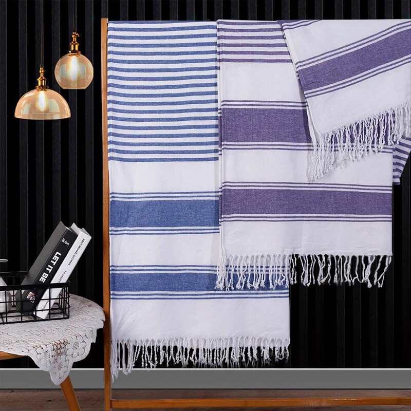 Factory wholesale simple polyester cotton tassel bath towel soft striped bath towel beach towel cross-border foreign trade beach towel