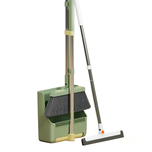 Manufacturer's foldable plastic broom and dustpan set combination bathroom wiper household cleaning three-piece broom set