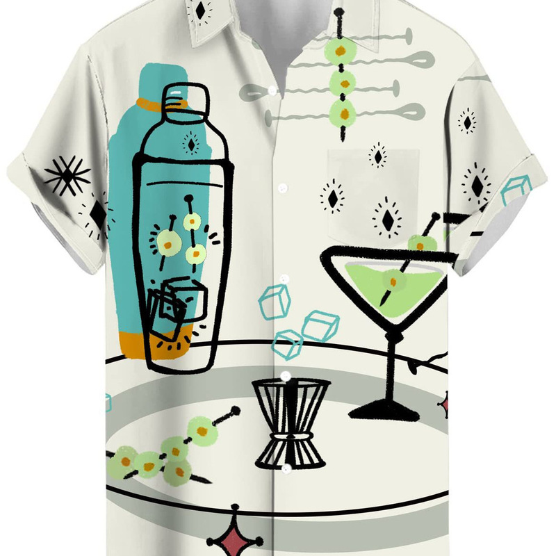 Hawaiian Men's 3D Digital Printed Short-Sleeved Lapel Large Size Shirt Independent Station Amazon Export Order