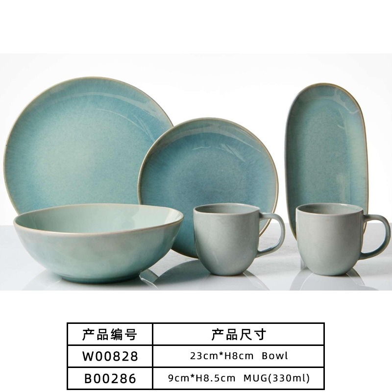 Reacción esmaltado cubiertos set al por mayor hogar cerámica de alto valor nominal platos de comedor tazas de cerámica cubiertos combinados image 10