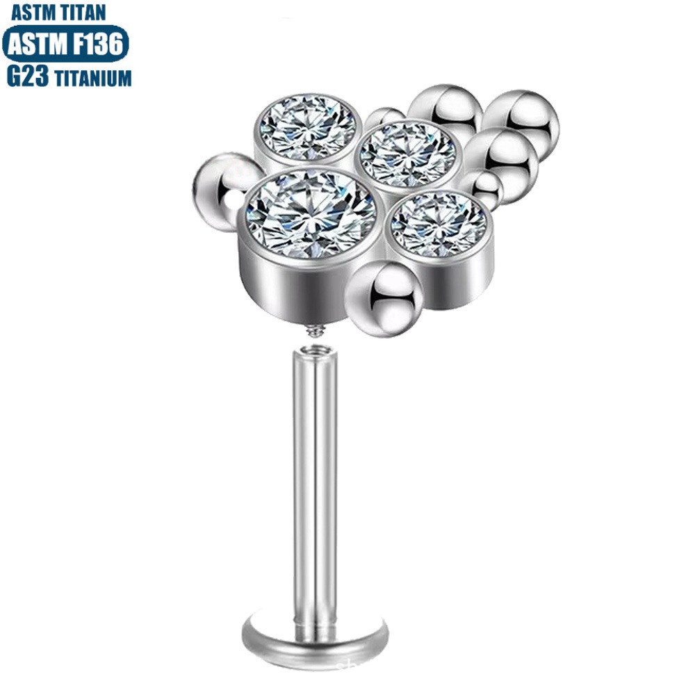 Pointed titanium steel lip stud product view