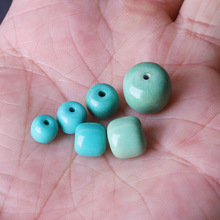 绿松石桶珠散珠高瓷老型珠鼓珠顶珠文玩配饰玉石隔片diy手串配珠